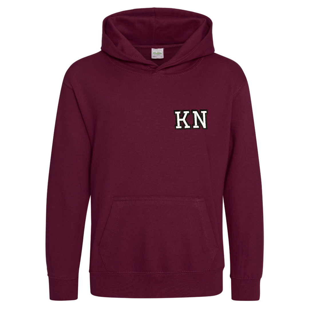 Burgendy Hoodie with initials