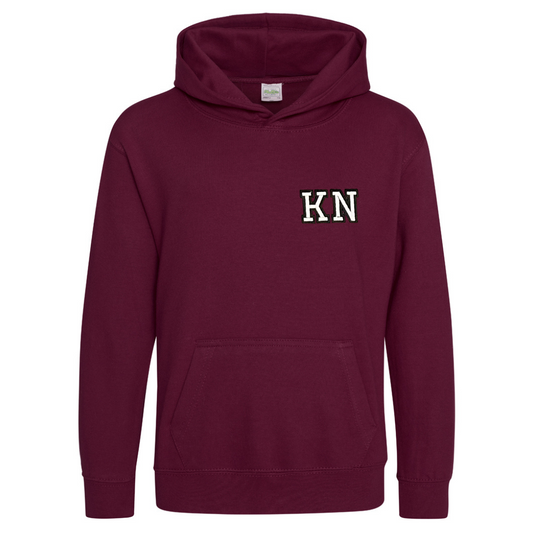 Burgendy Hoodie with initials