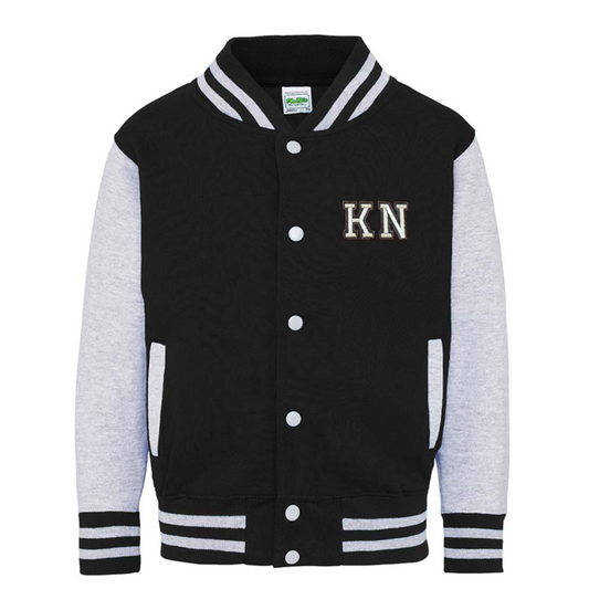 Black/Grey Varsity Jacket with initials