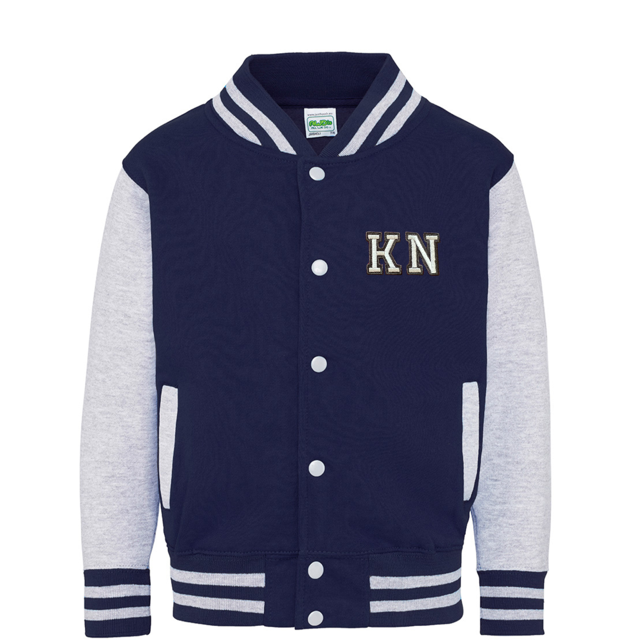 Navy/Grey Varsity Jacket with initials