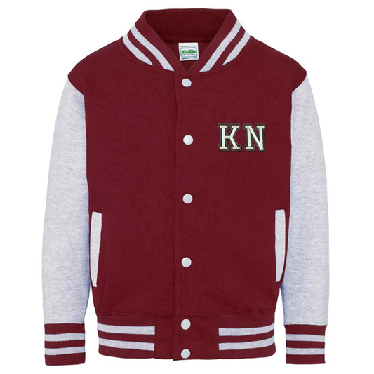 Burgendy/Grey Varsity Jacket with initials